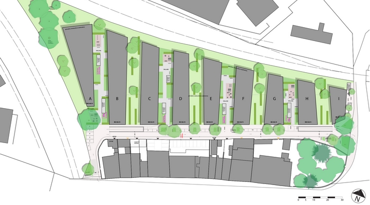 Illustration avec vue aérienne Plan de quartier Clendy-Dessous avec emplacement des habitations 